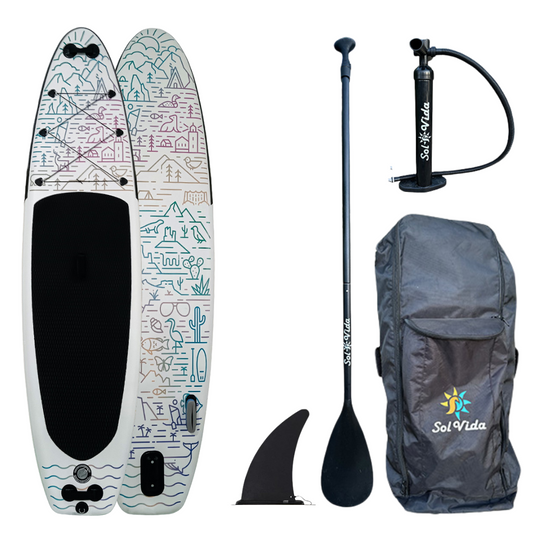 VidaGlide Oasis Pack: 10' 6'' Inflatable Paddle Board + Paddle, Pump, Detachable Fin, & Carrying Case