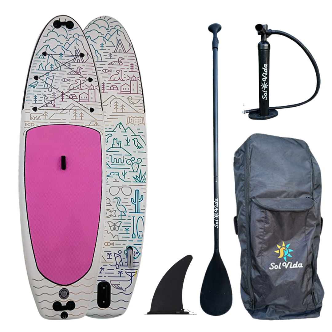 GrandSol Oasis Pack: 11' 4'' Inflatable Paddle Board + Paddle, Pump, Detachable Fin, & Carrying Case