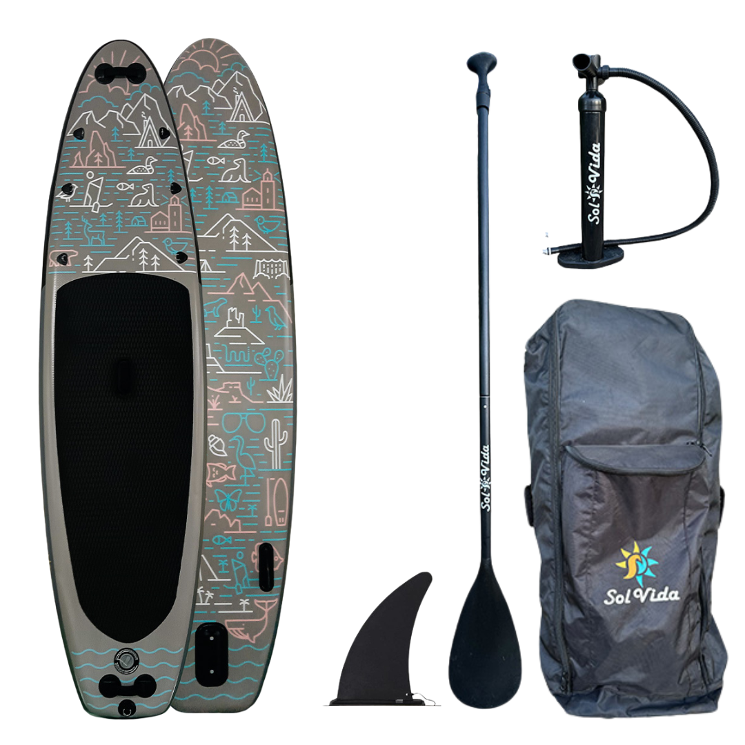 VidaGlide Oasis Pack: 10' 6'' Inflatable Paddle Board + Paddle, Pump, Detachable Fin, & Carrying Case
