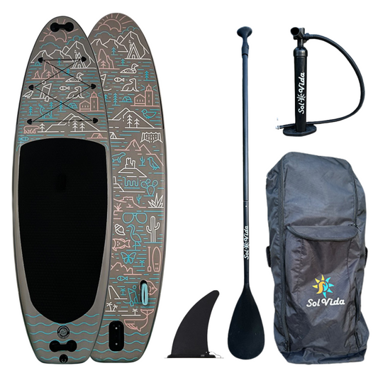 GrandSol Oasis Pack: 11' 4'' Inflatable Paddle Board + Paddle, Pump, Detachable Fin, & Carrying Case